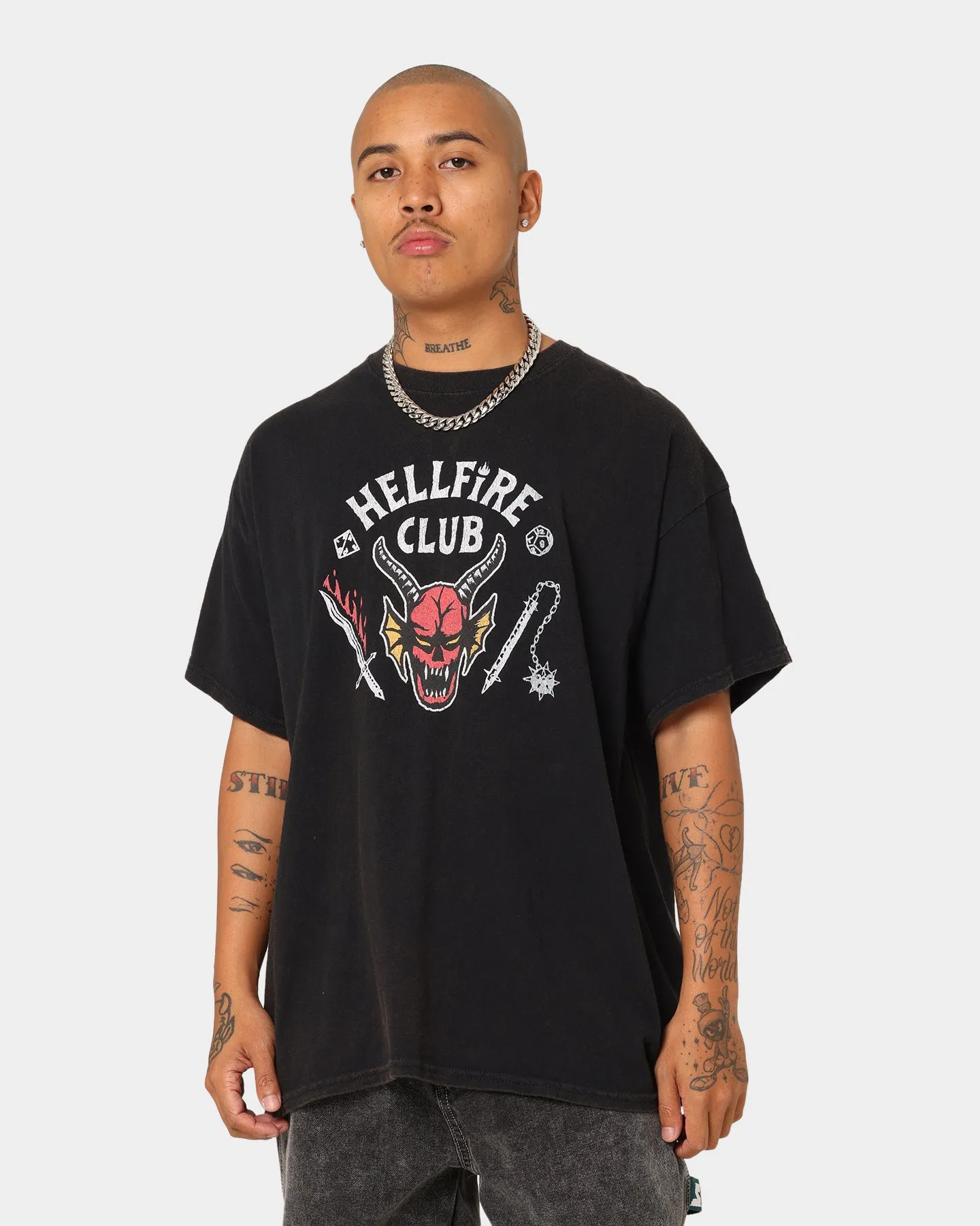 Goat Crew Goat Crew X Stranger Things Hellfire Club Vintage T-Shirt Washed Black