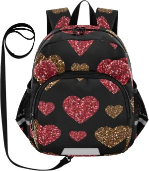 Gold Colorful Heart Little Kid Toddler Backpack Baby Boys Girls Kindergarten Pre School Bags Cute Cartoon Backpacks for children
