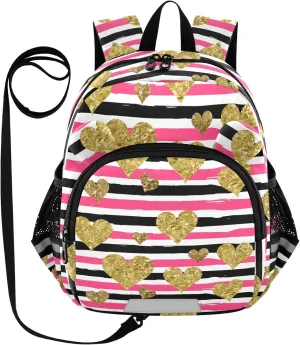 Gold Heart Confetti Little Kid Toddler Backpack Baby Boys Girls Kindergarten Pre School Bags Cute Cartoon Backpacks for children