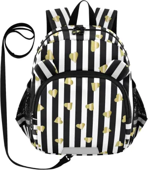 Golden Hearts Confetti Little Kid Toddler Backpack Baby Boys Girls Kindergarten Pre School Bags Cute Cartoon Backpacks for children