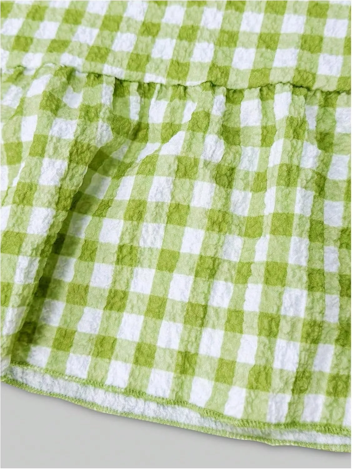 GORGLITTER Women's Y2K Gingham Cute Summer Pants Wide Leg Ruffle Going Out Vacation Trousers