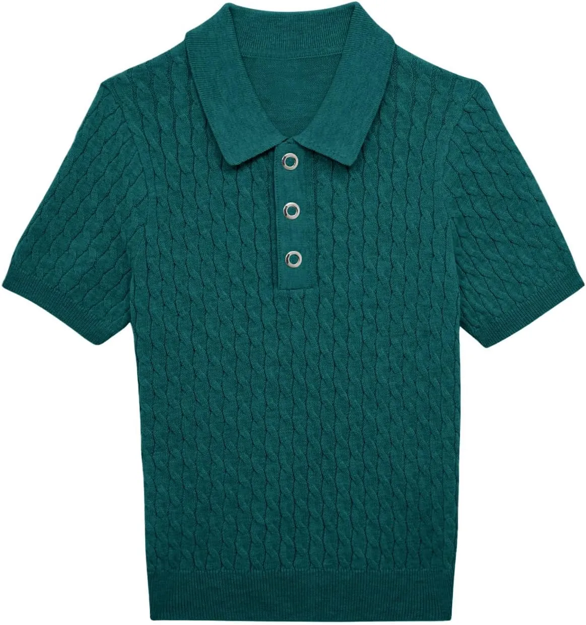 Haloumoning Boys Cable Knit Polo Shirt Kids Short Sleeve Sweater Fashion Pullover Tops Clothes 5-14 Years