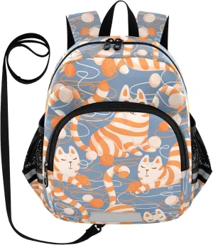 Happy Striped Red Cats Little Kid Toddler Backpack Baby Boys Girls Kindergarten Pre School Bags Cute Cartoon Backpacks for children