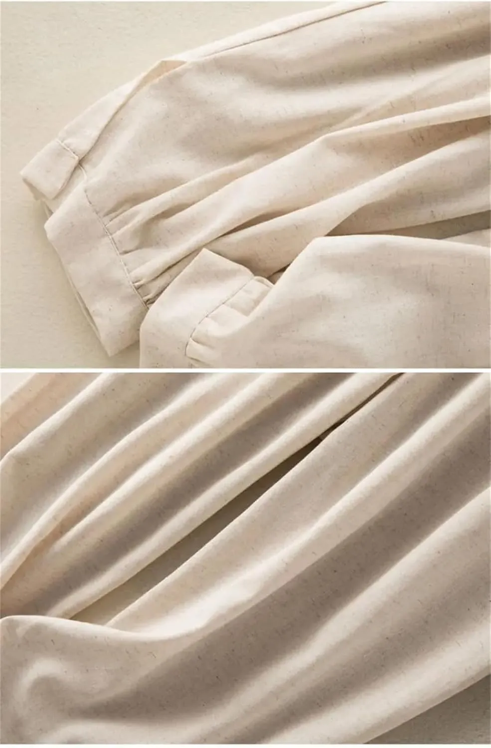 Hdhdeueh Women's Cotton and Linen Wide Leg Pants Solid Color Stretch High Waist Belted Harem Pants