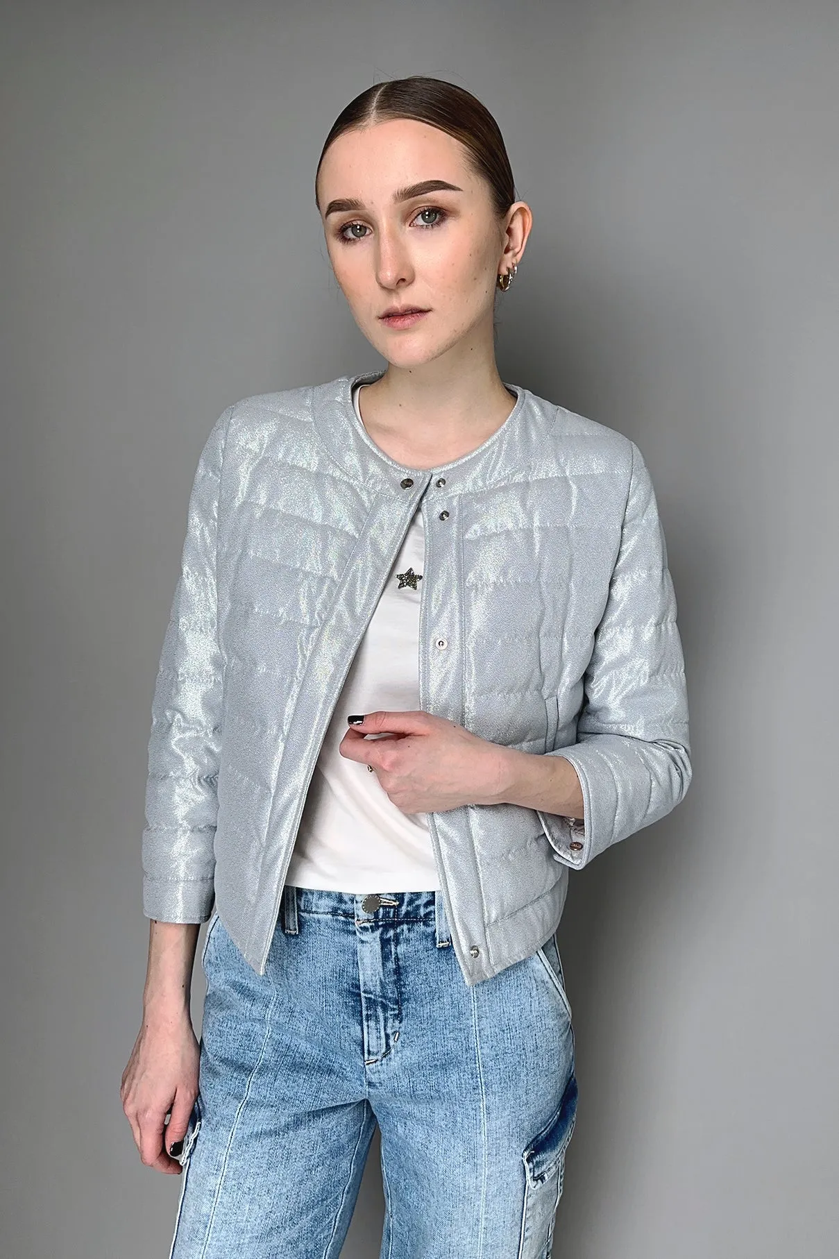 Herno Lurex Padded Jacket in Light Grey