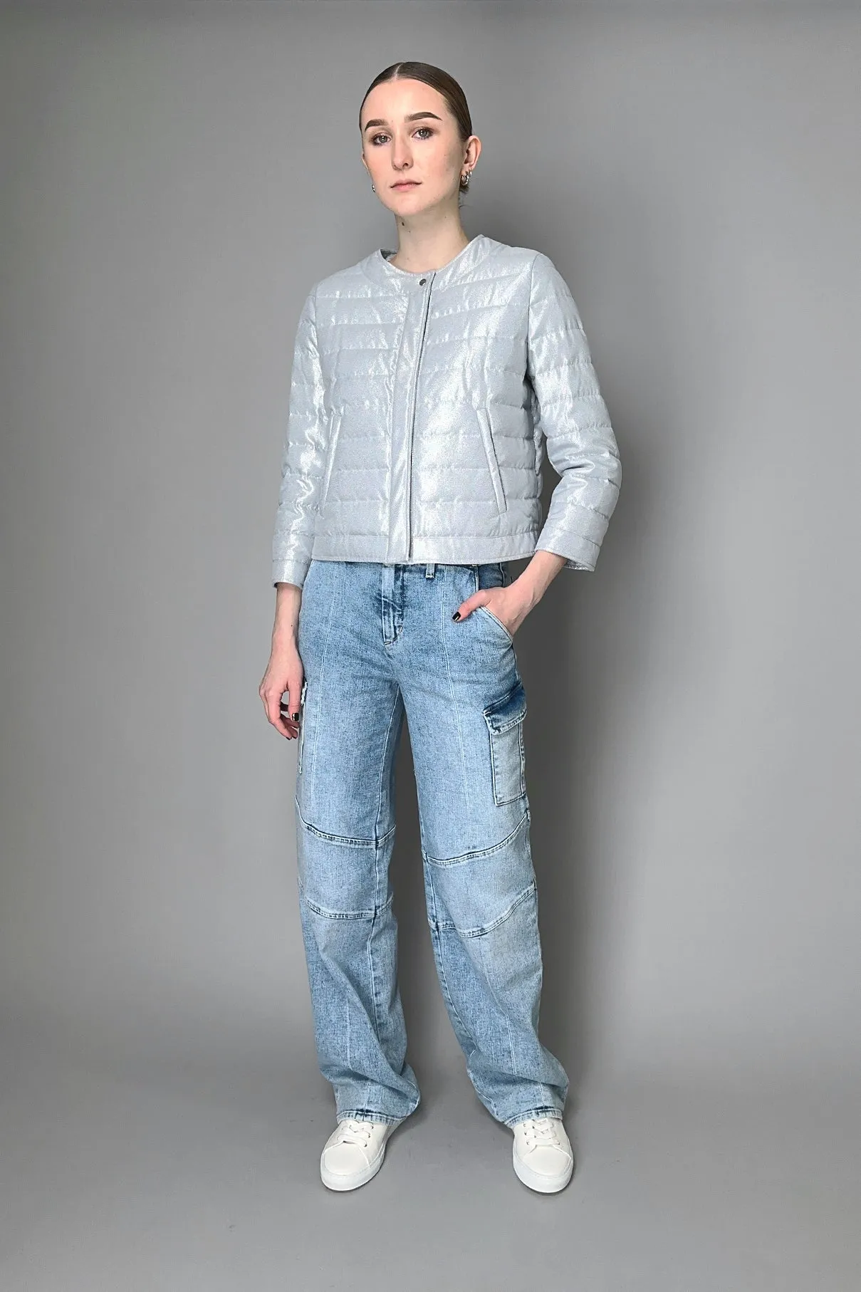 Herno Lurex Padded Jacket in Light Grey