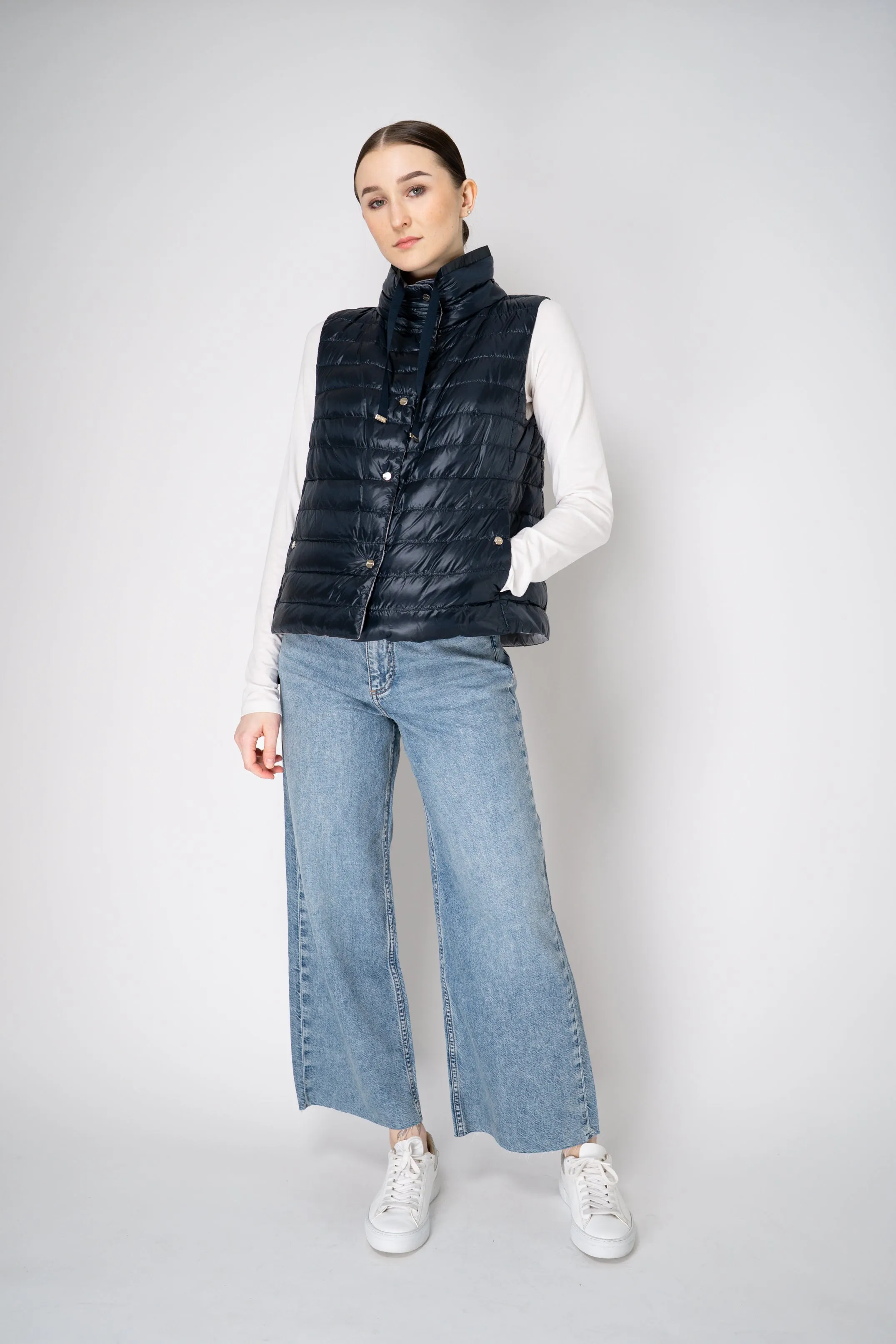 Herno Reversible Padded Vest in Navy / Grey