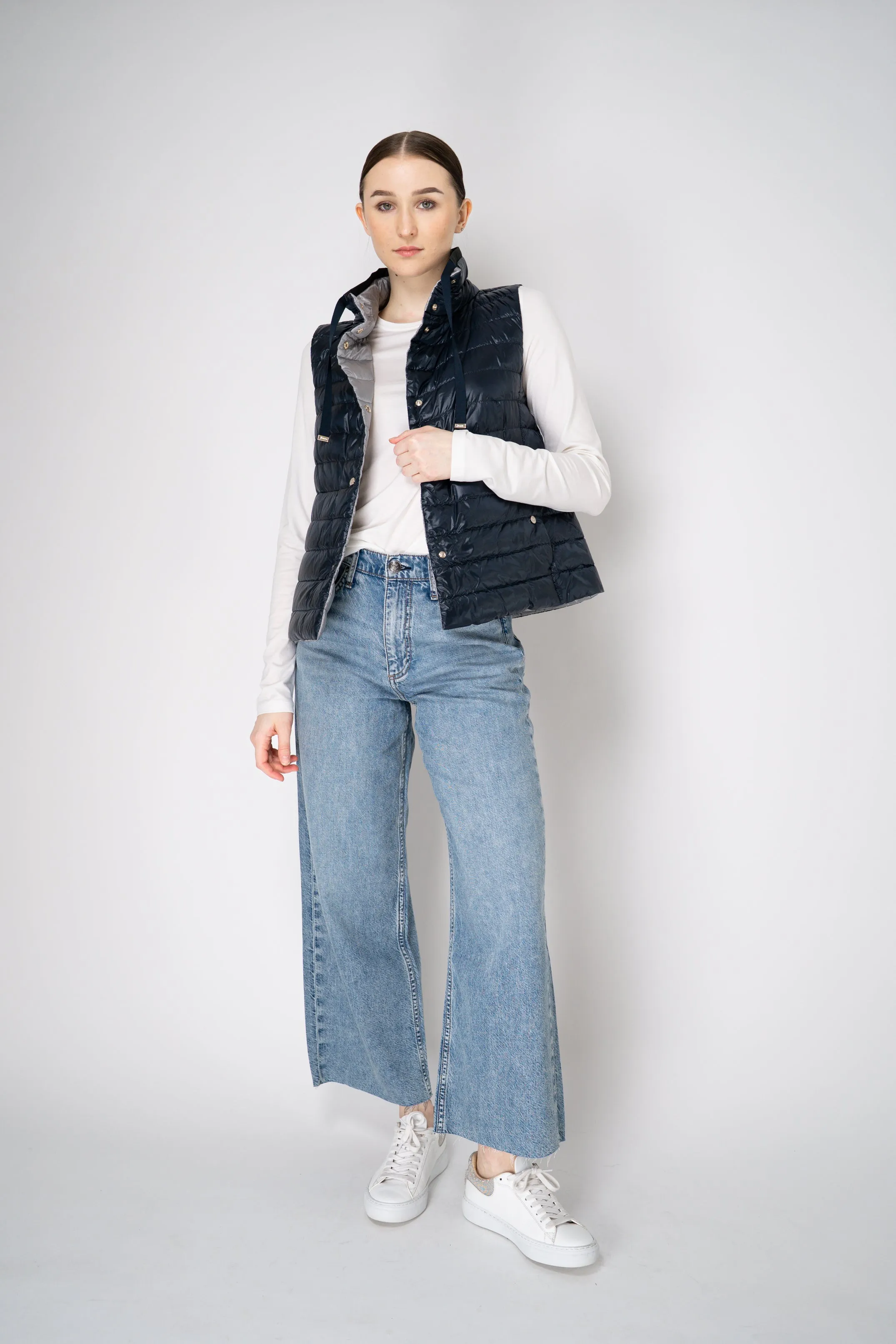 Herno Reversible Padded Vest in Navy / Grey