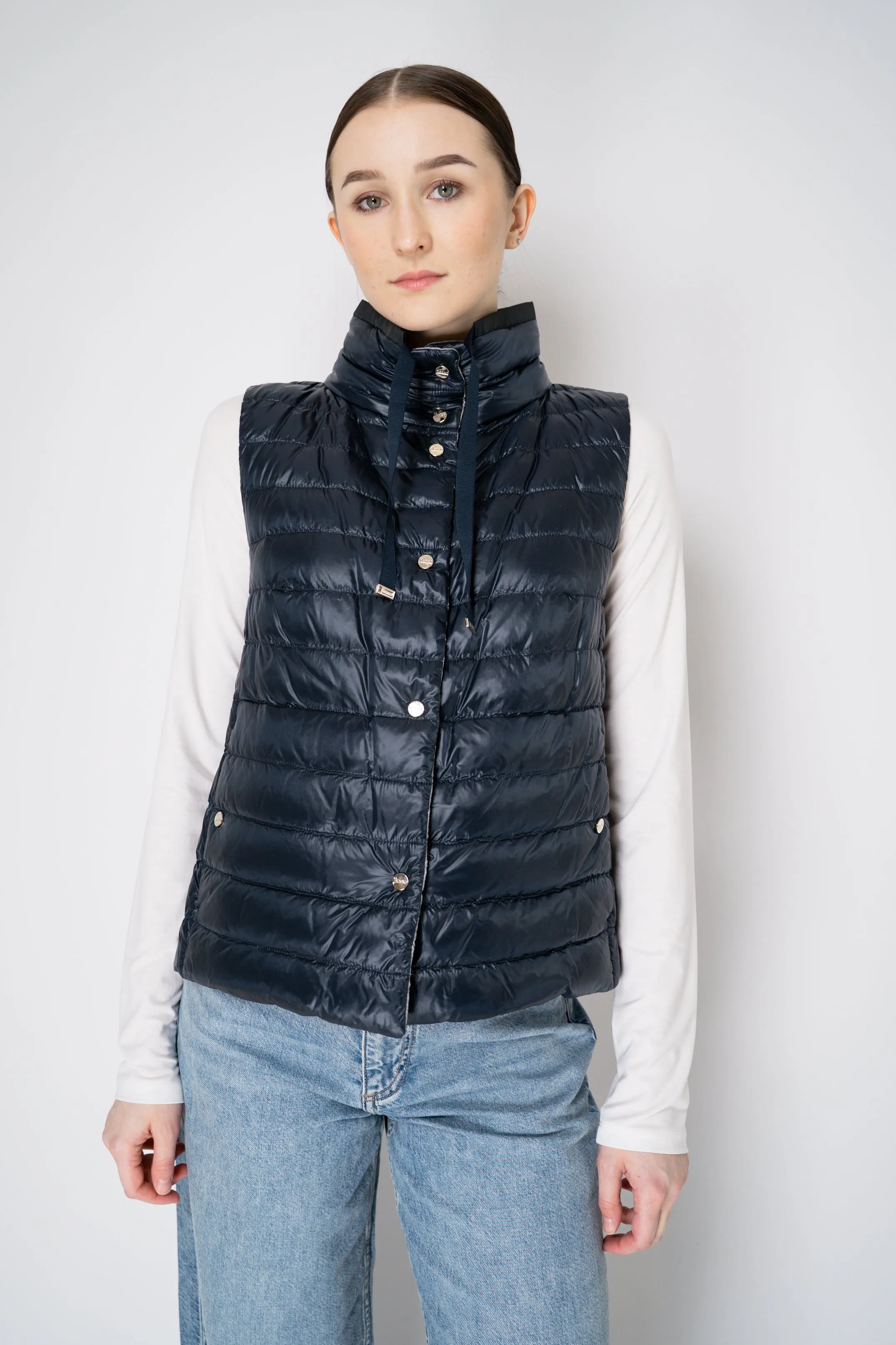 Herno Reversible Padded Vest in Navy / Grey