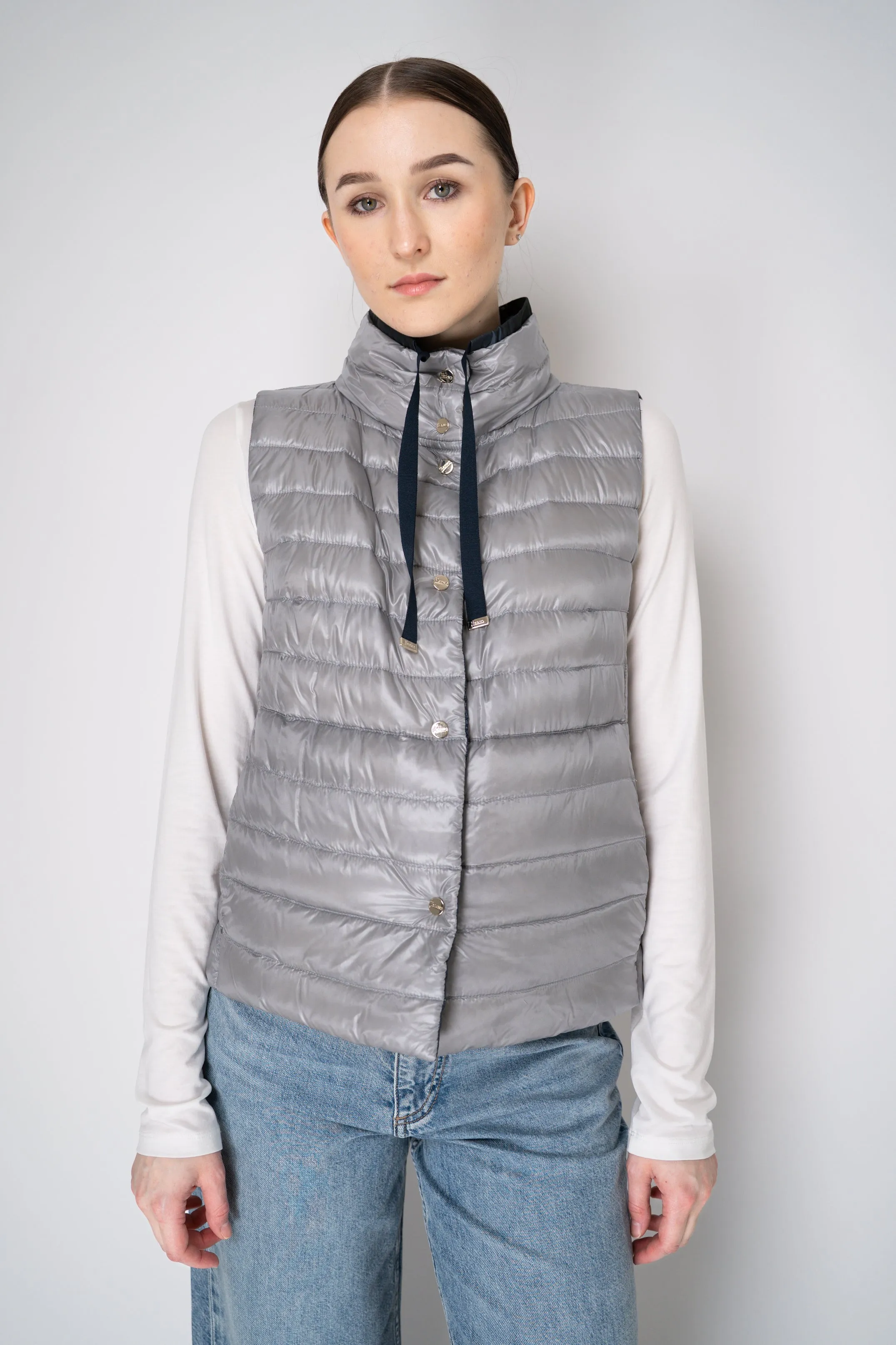 Herno Reversible Padded Vest in Navy / Grey