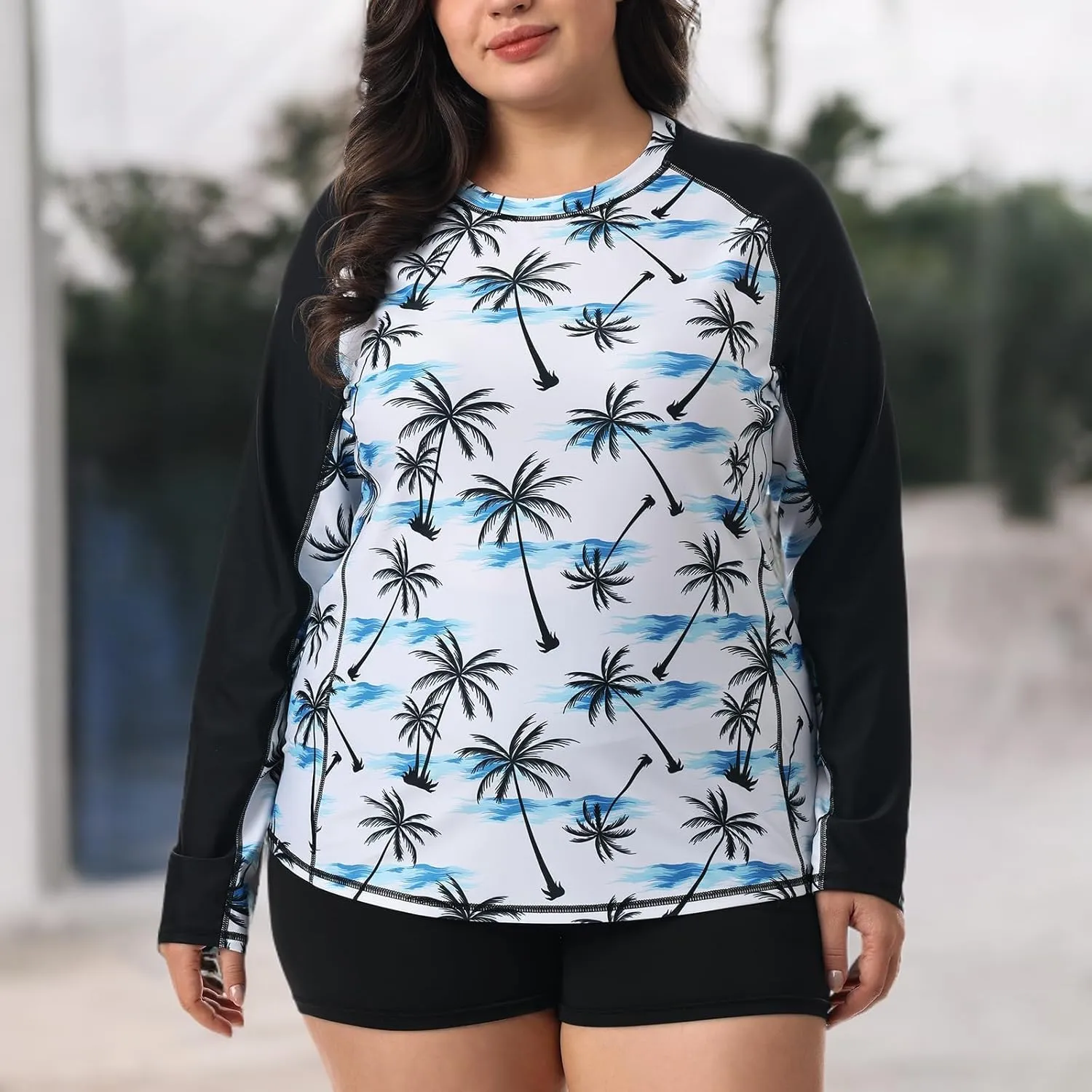 HODOSPORTS Women's Plus Size Rash Guard UPF 50  Swim Shirt Sun Protection Swimsuit Top Long Sleeve 1X-6X