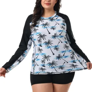 HODOSPORTS Women's Plus Size Rash Guard UPF 50  Swim Shirt Sun Protection Swimsuit Top Long Sleeve 1X-6X