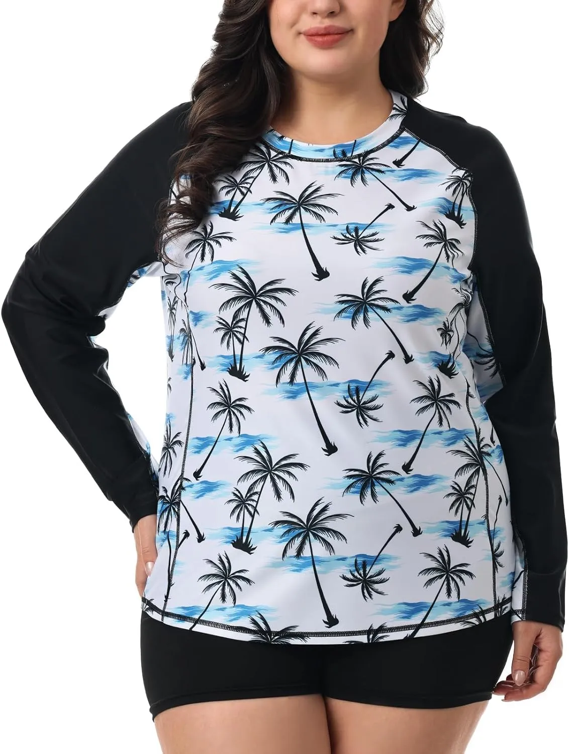 HODOSPORTS Women's Plus Size Rash Guard UPF 50  Swim Shirt Sun Protection Swimsuit Top Long Sleeve 1X-6X