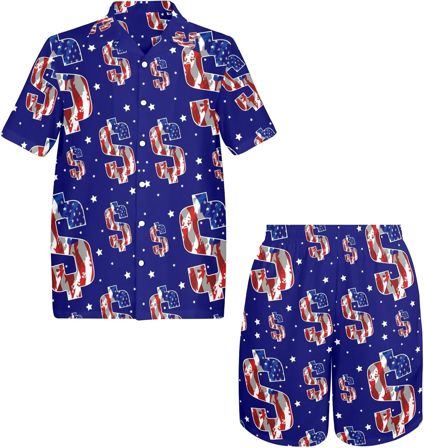 HUGLAZY Mens 2 Piece Outfit Summer Shirts Short Sleeve Hawaiian Shirt And Shorts Beach Outfits Party Disco