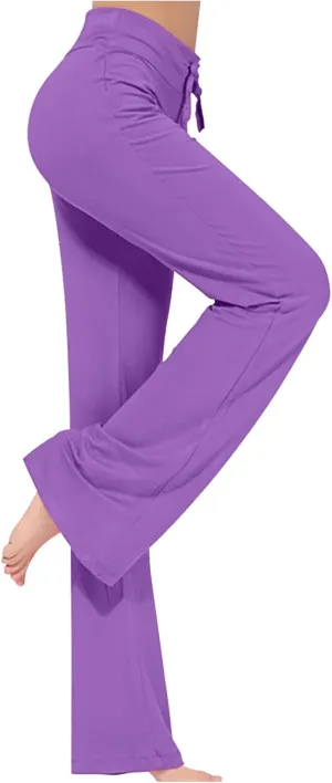 Hvyesh Womens Yoga Pants Wide Leg High Waist Tummy Control Loose Comfy Lounge Trousers Bootcut Drawstring Workout Leggings