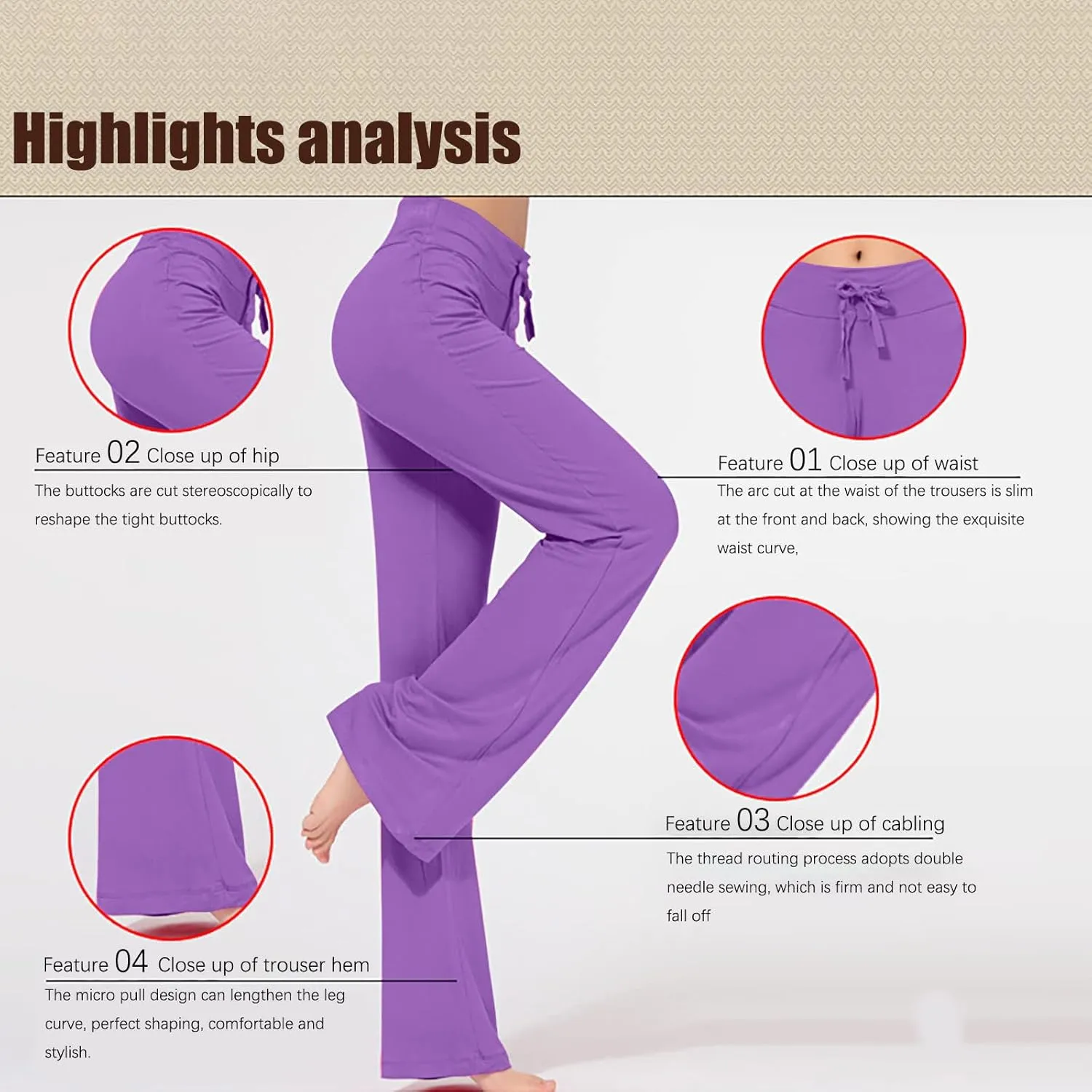 Hvyesh Womens Yoga Pants Wide Leg High Waist Tummy Control Loose Comfy Lounge Trousers Bootcut Drawstring Workout Leggings
