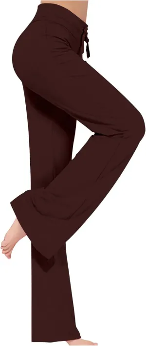 Hvyesh Womens Yoga Pants Wide Leg High Waist Tummy Control Loose Comfy Lounge Trousers Bootcut Drawstring Workout Leggings