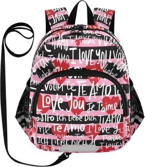 I Love You in English Little Kid Toddler Backpack Baby Boys Girls Kindergarten Pre School Bags Cute Cartoon Backpacks for children