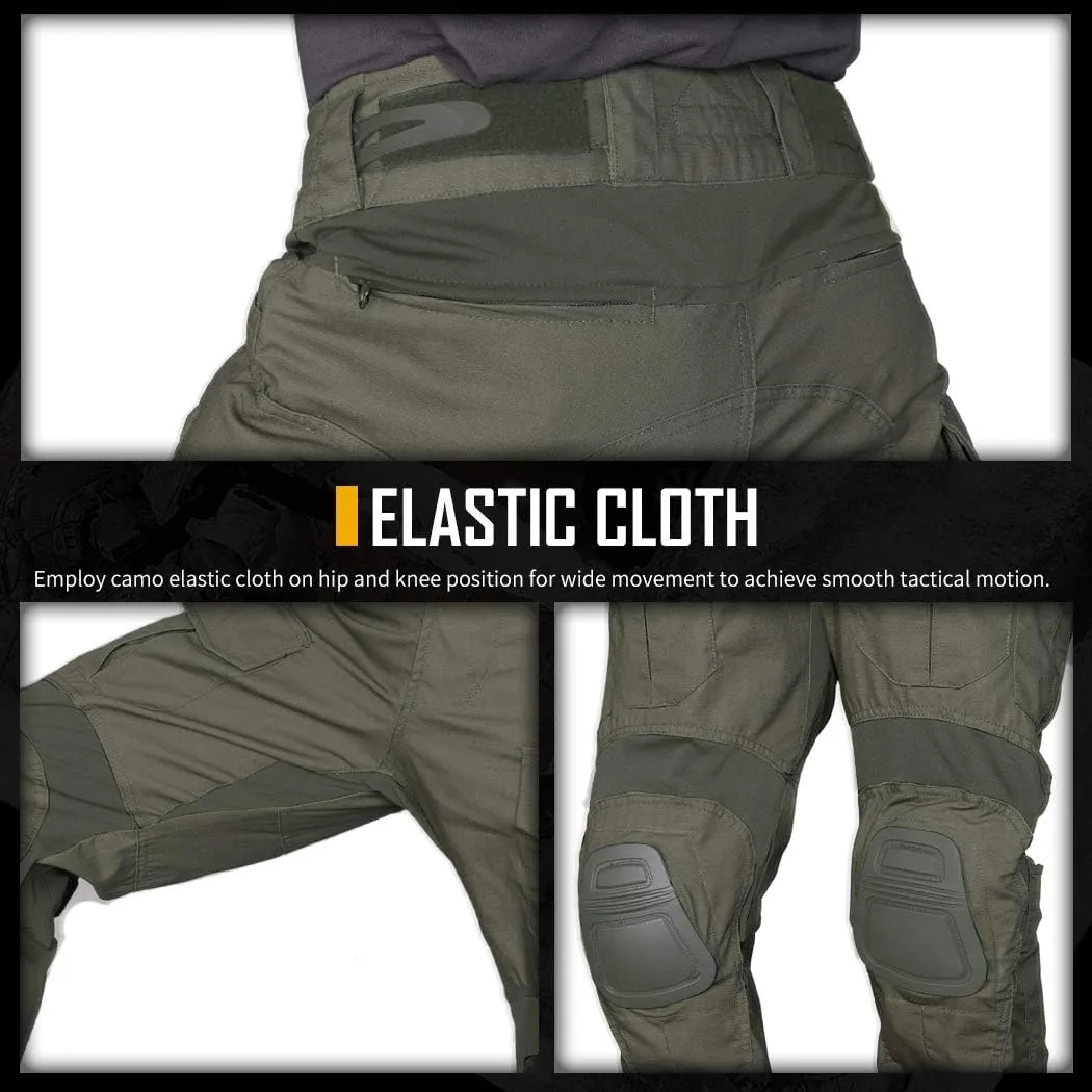 IDOGEAR Combat Pants G3 camo Pants with Knee Pads Men Tactical Trousers Multiple Pocket Hook-and-Loop Adjuster