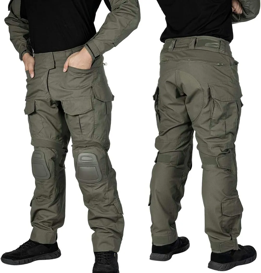 IDOGEAR Combat Pants G3 camo Pants with Knee Pads Men Tactical Trousers Multiple Pocket Hook-and-Loop Adjuster