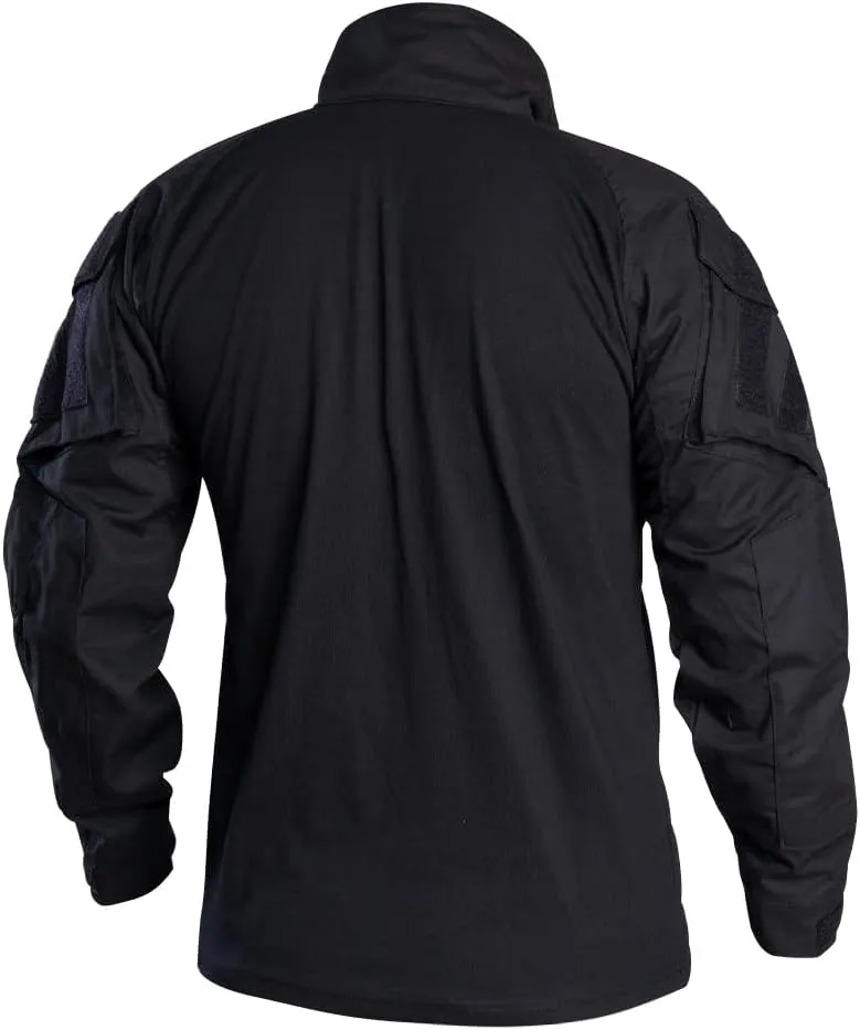 IDOGEAR SPORTS G3 Combat Shirts Mens Tactical Shirt with Elbow Pads 1/4 Zipper Collar Long Sleeves Top Military Clothing