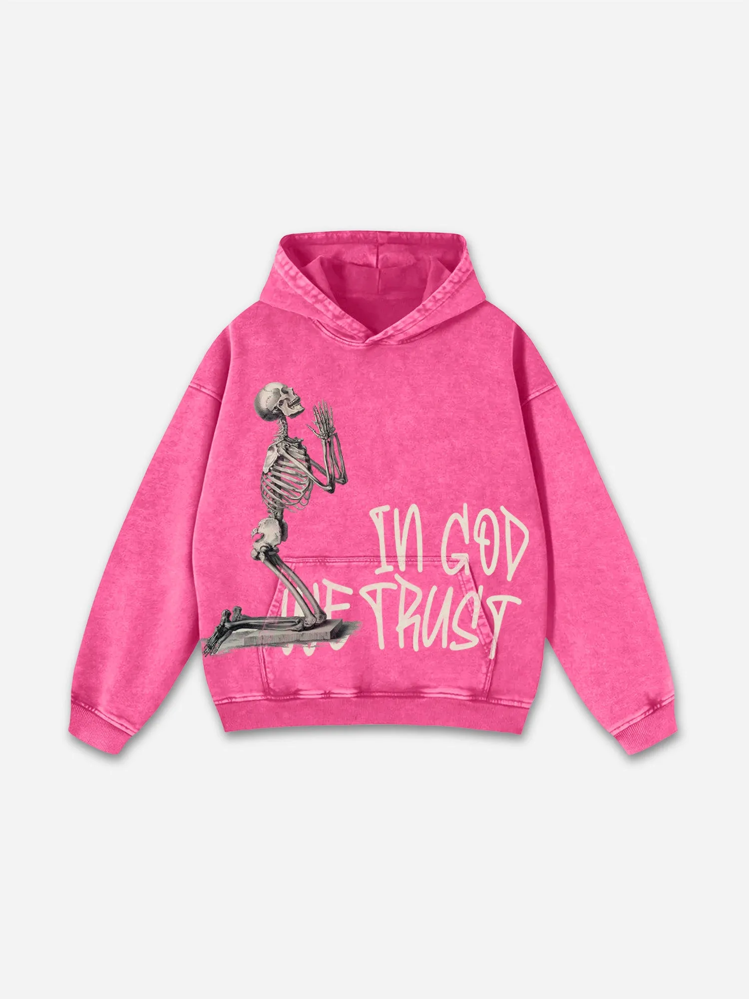In God We Trust Graphic Print Pink Pullover Hoodie