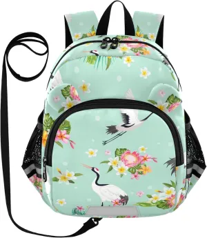 Japanese Cranes Tropical Flowers Little Kid Toddler Backpack Baby Boys Girls Kindergarten Pre School Bags Cute Cartoon Backpacks for children