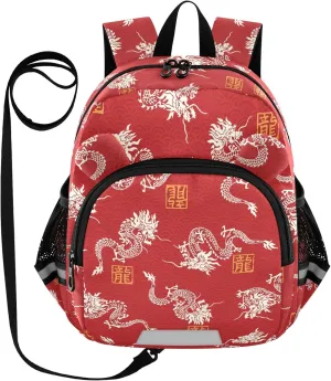 Japanese Dragons Red Little Kid Toddler Backpack Baby Boys Girls Kindergarten Pre School Bags Cute Cartoon Backpacks for children