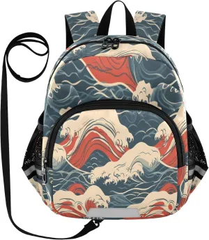 Japanese Wave Style Retro Little Kid Toddler Backpack Baby Boys Girls Kindergarten Pre School Bags Cute Cartoon Backpacks for children