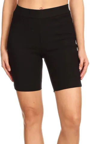 Jvini Bermuda Shorts for Women High Waist Pull On Stretch Jean Jeggings Knee Short with Slit Hem