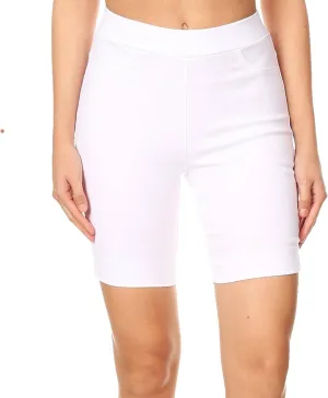 Jvini Bermuda Shorts for Women High Waist Pull On Stretch Jean Jeggings Knee Short with Slit Hem