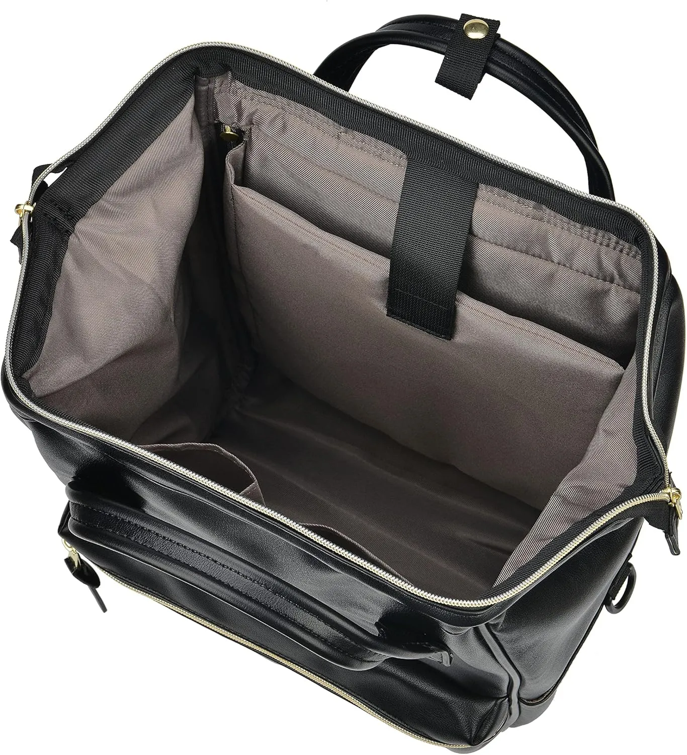 Kah&Kee Leather Backpack Diaper Bag Laptop Travel Doctor Teacher Bag For Women Man (Black II)