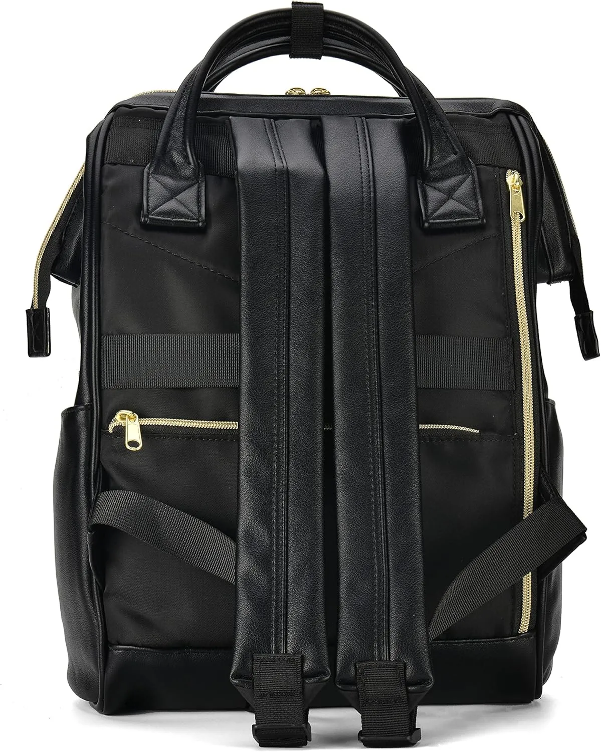 Kah&Kee Leather Backpack Diaper Bag Laptop Travel Doctor Teacher Bag For Women Man (Black II)