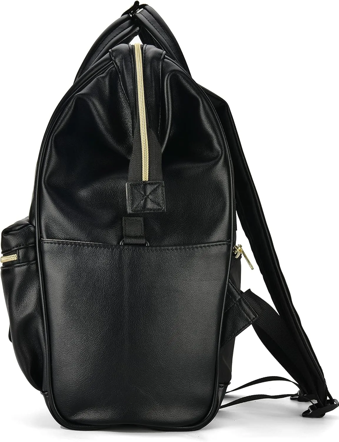 Kah&Kee Leather Backpack Diaper Bag Laptop Travel Doctor Teacher Bag For Women Man (Black II)