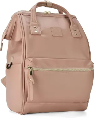 Kah&Kee Leather Backpack Diaper Bag Laptop Travel Doctor Teacher Bag For Women Man (Tan Pink II)