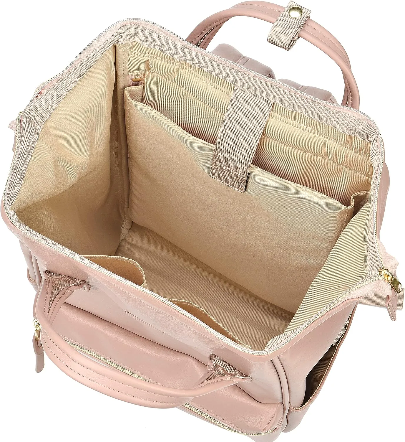Kah&Kee Leather Backpack Diaper Bag Laptop Travel Doctor Teacher Bag For Women Man (Tan Pink II)