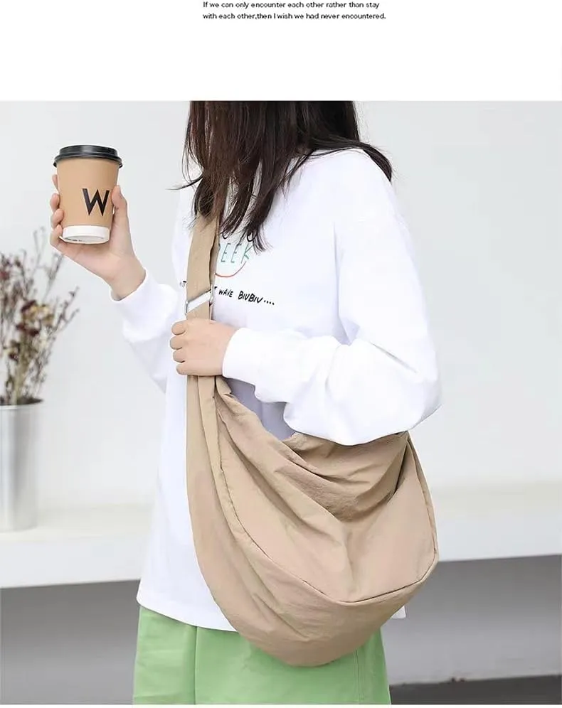 KARRESLY Nylon Crescent Crossbody Bag for Women Men Casual Tote Handbag
