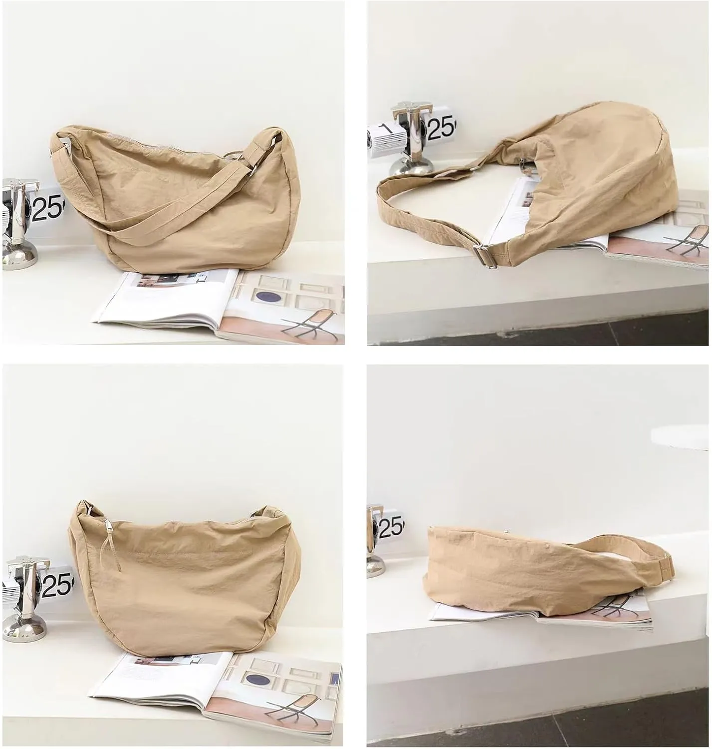 KARRESLY Nylon Crescent Crossbody Bag for Women Men Casual Tote Handbag