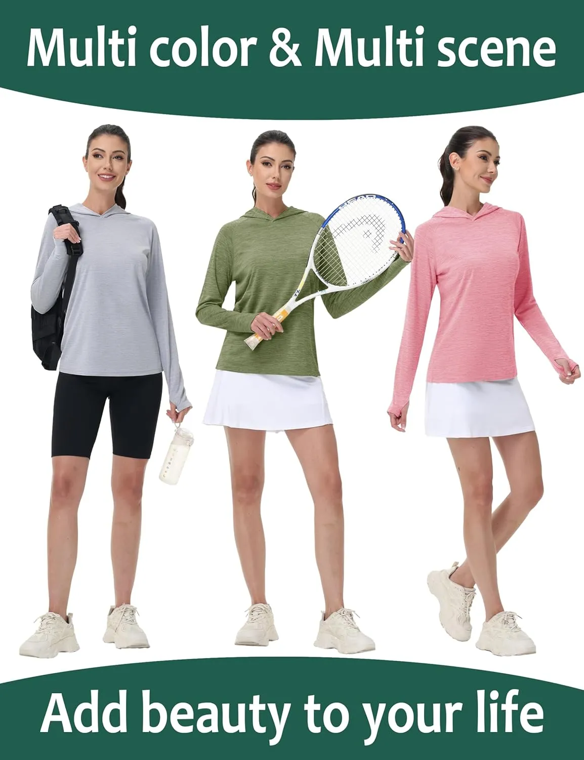 KEFITEVD Womens UPF 50  Sun Protection Hoodies UV Long Sleeve Shirts Lightweight Quick Dry Tops Hiking Fishing