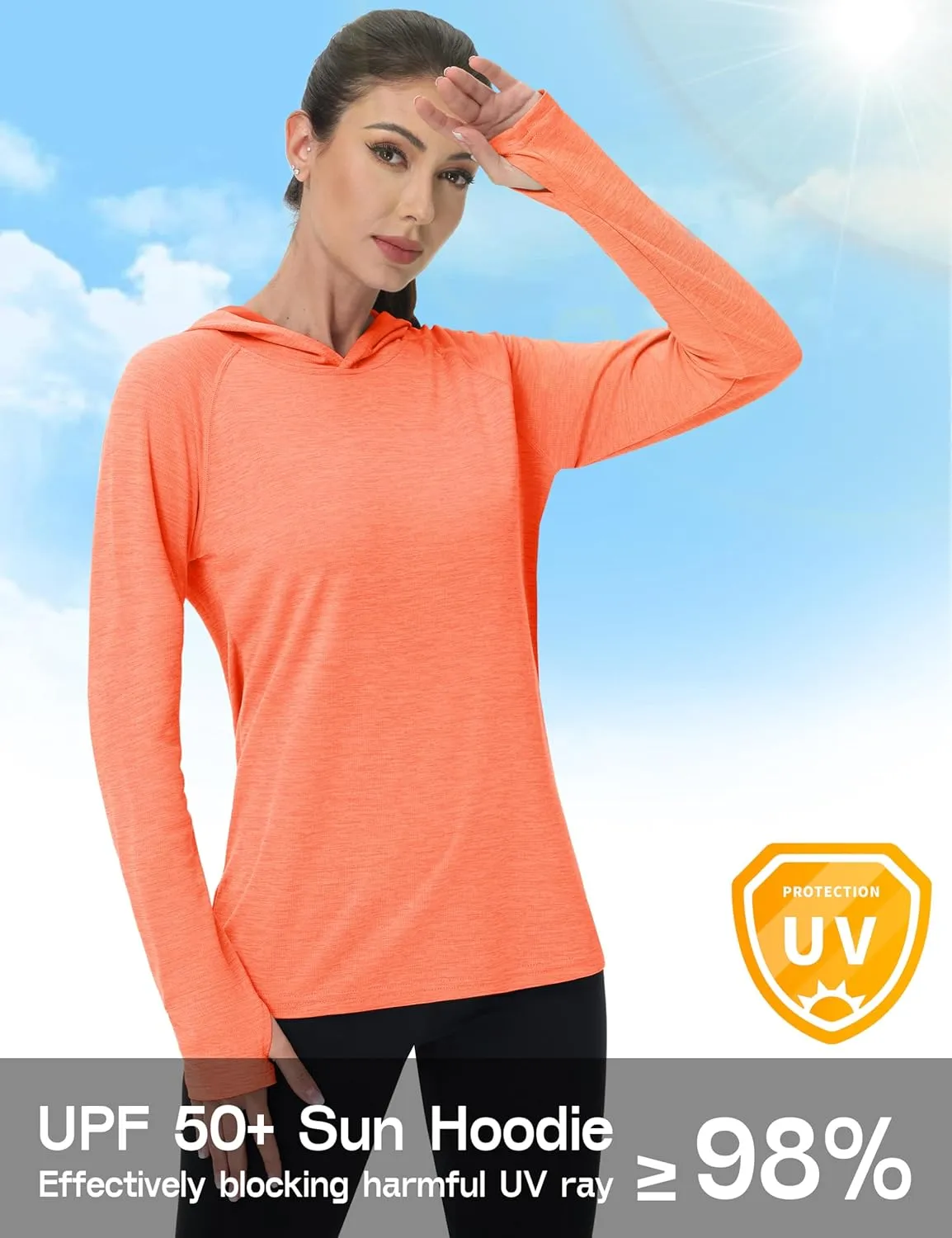 KEFITEVD Womens UPF 50  Sun Protection Hoodies UV Long Sleeve Shirts Lightweight Quick Dry Tops Hiking Fishing