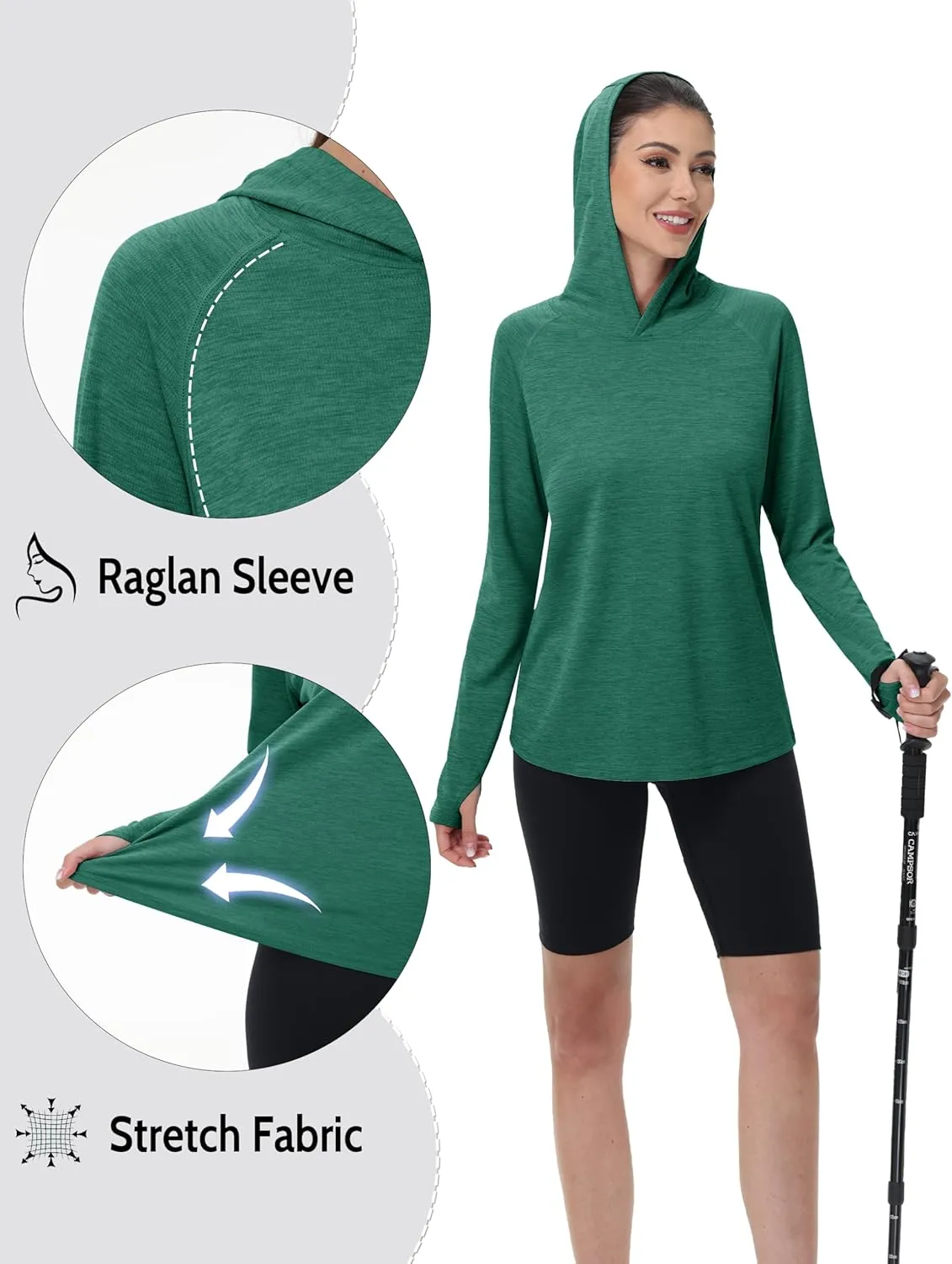 KEFITEVD Womens UPF 50  Sun Protection Hoodies UV Long Sleeve Shirts Lightweight Quick Dry Tops Hiking Fishing