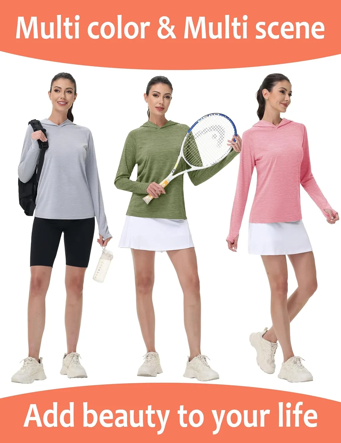 KEFITEVD Womens UPF 50  Sun Protection Hoodies UV Long Sleeve Shirts Lightweight Quick Dry Tops Hiking Fishing