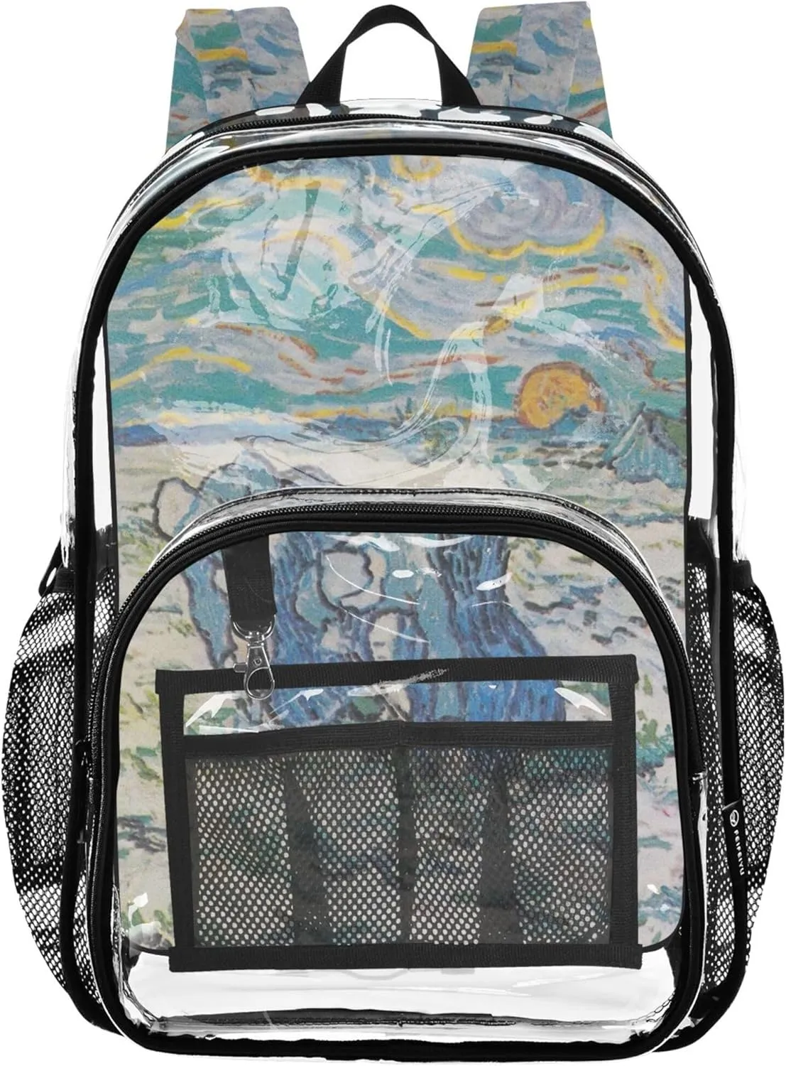 Kids Backpack for Girls Peasant Digging Field Sunset Vangogh Women Clear Backpack Cute Pvc School Plastic Bookbag