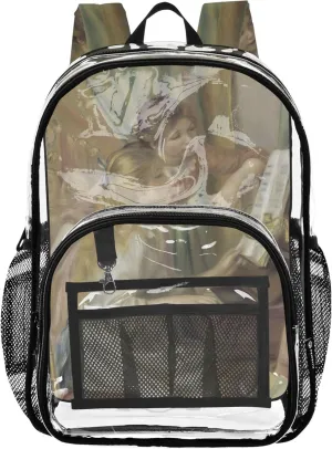 Kids Girls Backpack Boys Auguste Renoir Piano Painting Women Clear Backpack Cute Plastic See through Bookbag