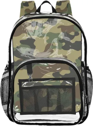 Kids Girls Backpack Boys Military Camouflage Clear Bag for Women Travel Plastic Transparent Bookbag