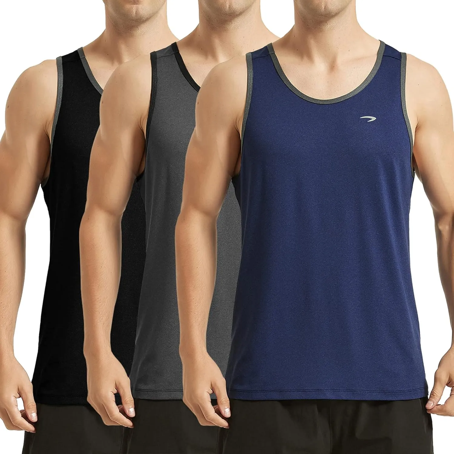 KPSUN Men's Quick Dry Sports Tank Tops Athletic Gym Bodybuilding Fitness Sleeveless Shirts for Beach Running Workout