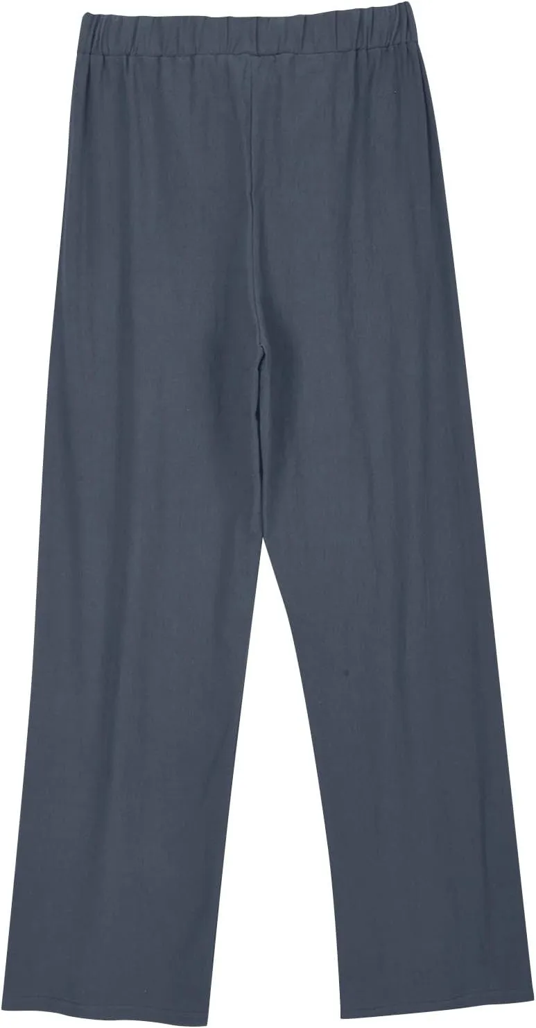 Lastesso Womens Linen Pants Elastic Waistband Wide Leg Slacks Plus Size Cute Summer Lounge Trousers Casual Summer Pant