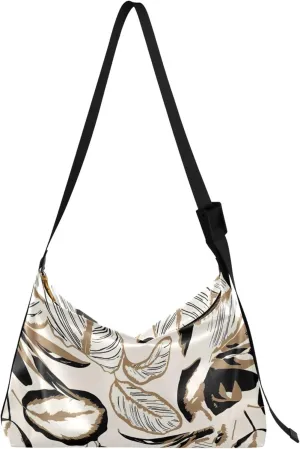 Leaf Brown Black Colors Leather Hobo Bags Women Large Cross Body Purses Colorful Leaf Print Designer Shoulder Purse