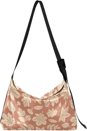 Leaf Floral Print Red Leather Hobo Handbags Women Large Womens Purse Trendy Floral Print Single Shoulder Bag