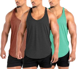 Lehmanlin Men's Bodybuilding Stringer Tank Tops Y-Back Gym Fitness Muscle T Shirt Quick Dry (1or3 Pack)